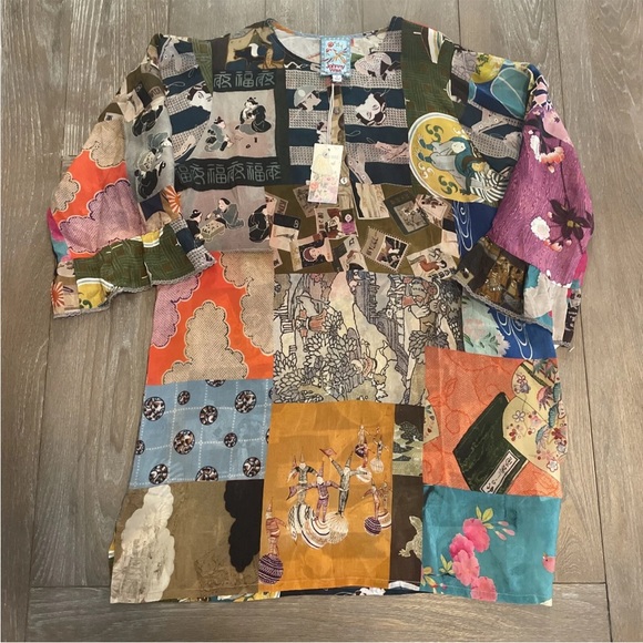 Johnny Was Vera Tunic Asian Print Sheer Medium Multi Color New $240 RARE - Picture 1 of 6